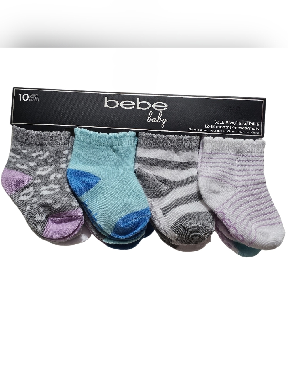 🌼2/$20 SALE🌼 bebe baby 10 Pairs Sock Pack - Aqua, Gray, Purple